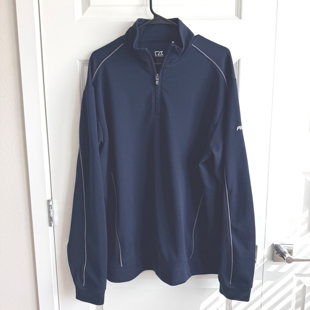 Cutter‎ & Buck DryTec Quarter Zip Golf Athleisure Pullover Mens XL Navy Blue